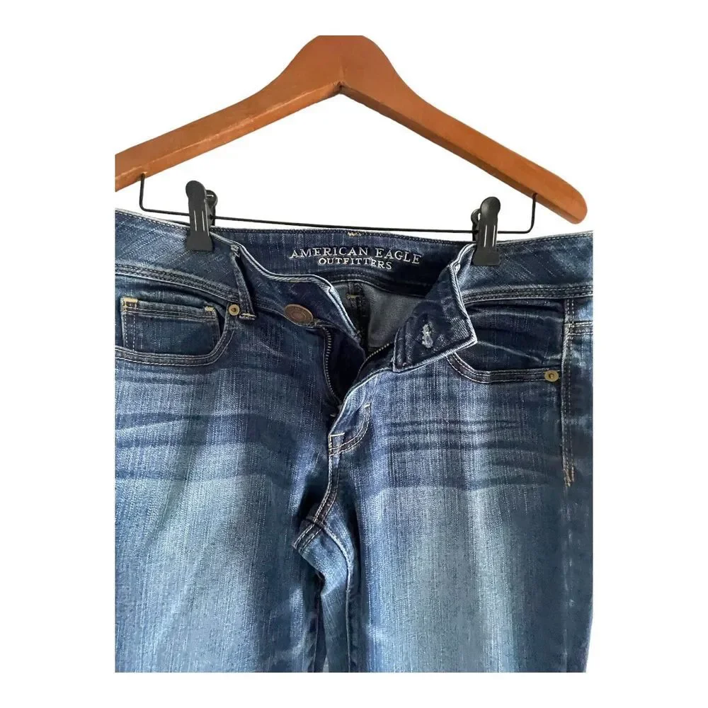 American Eagle Bootcut Jeans Women's Size 32 35 x 29 Mid Rise Kick Boot‎ Stretch - Picture 3 of 5